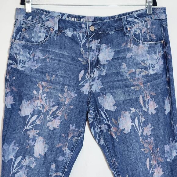 Laurie Felt Floral Cropped Jeans Size 16 Petite Classic Boyfriend Jeans - Picture 3 of 12